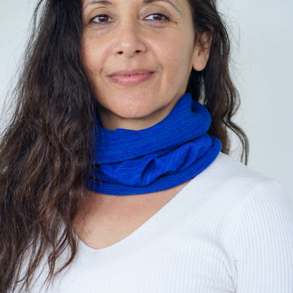 Sapphire Blue Merino Beanie Wrap