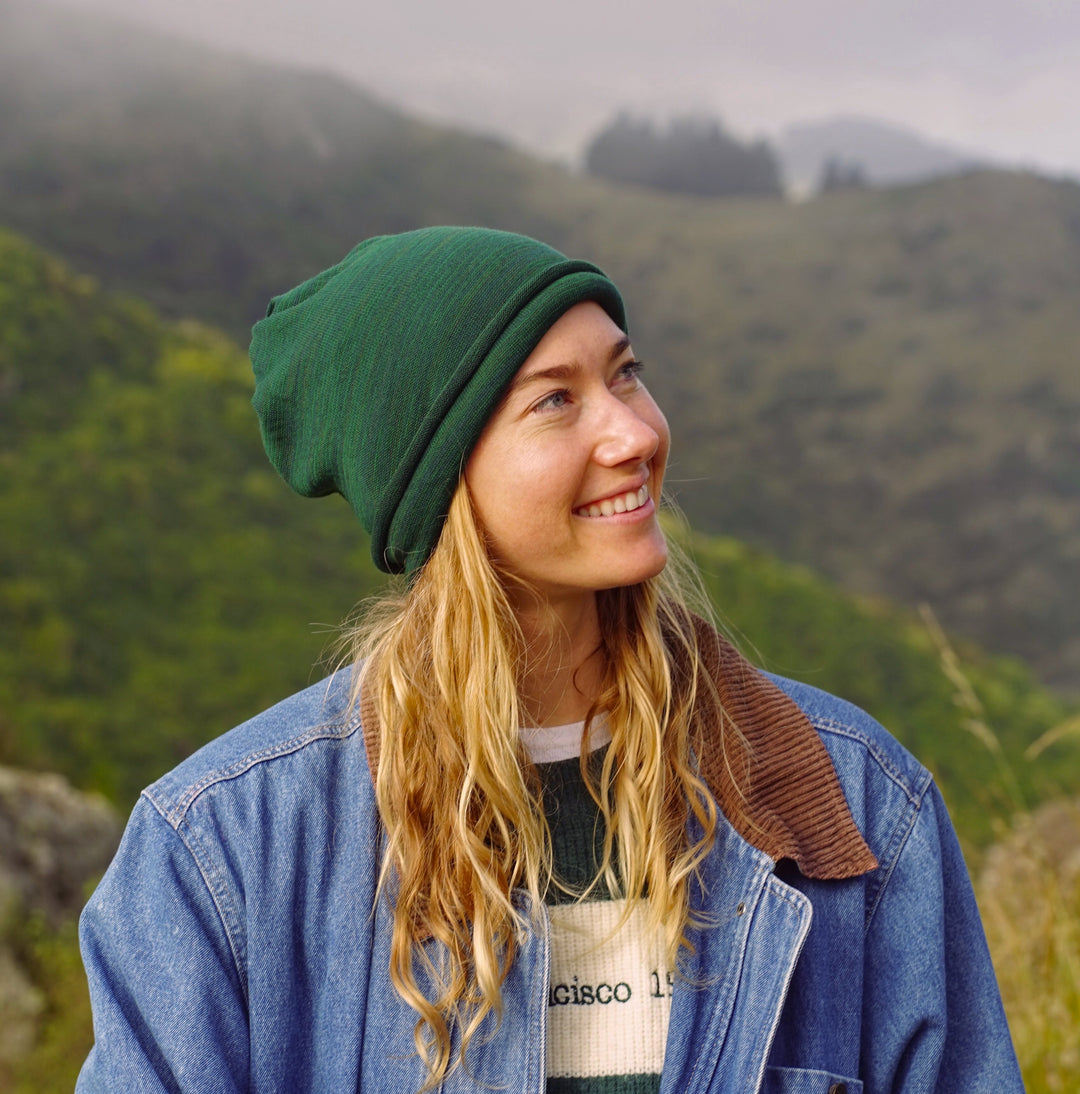 Merino Beanie Wrap - Forest Green
