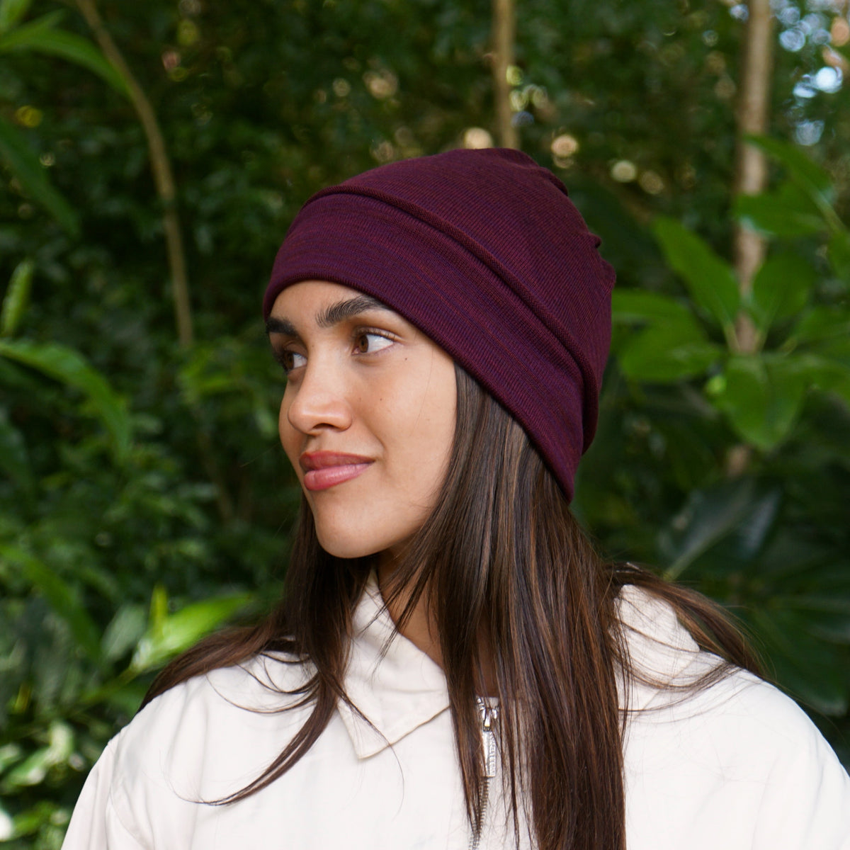 Rustic Plum Merino Beanie Wrap