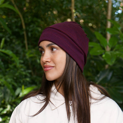 Rustic Plum Merino Beanie Wrap