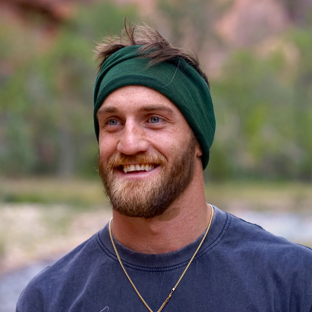 Merino Wide Headband - Forest Green