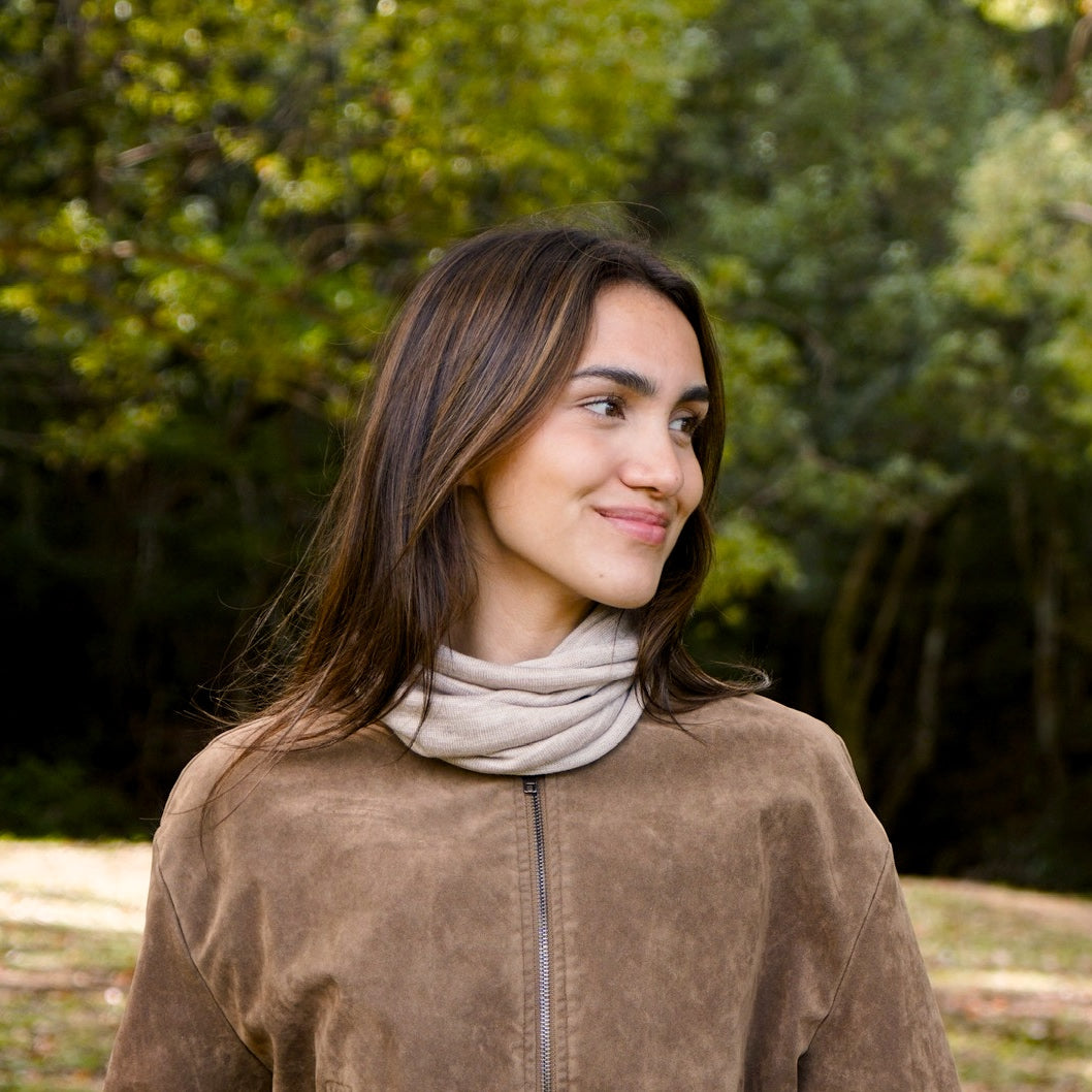Sand Merino Beanie Wrap