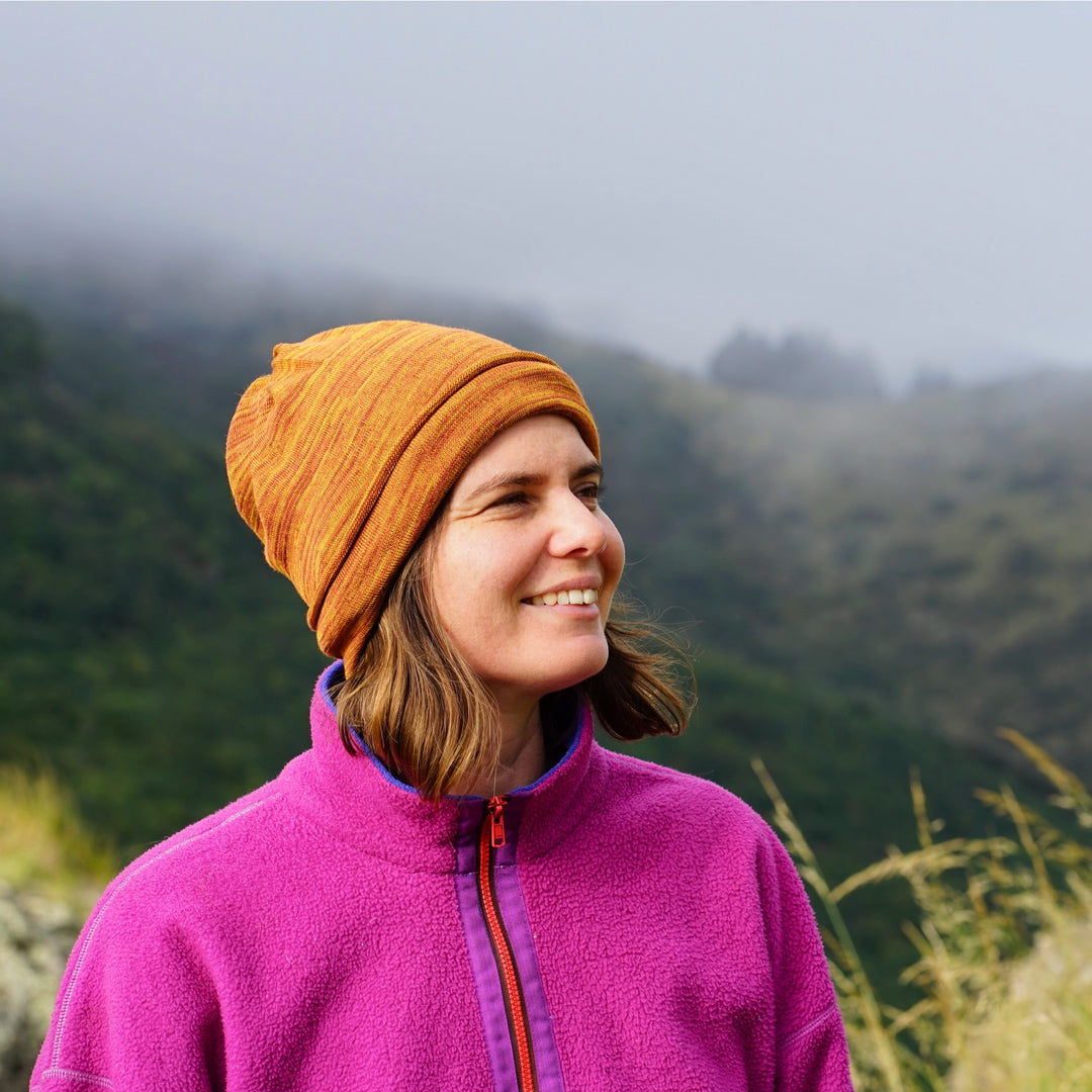 Mustard Tan Merino Beanie Wrap