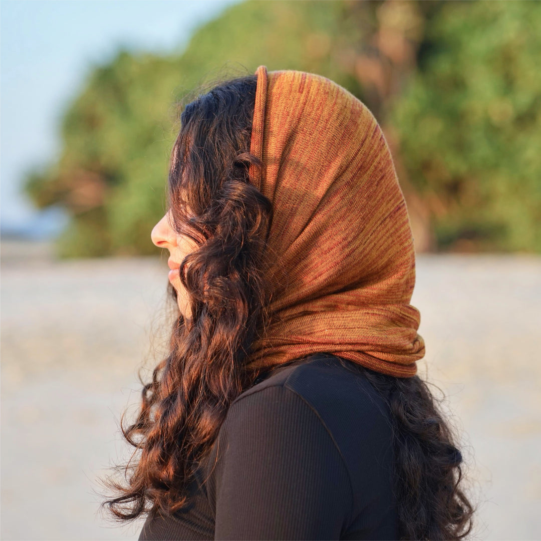 Mustard Tan Merino Beanie Wrap