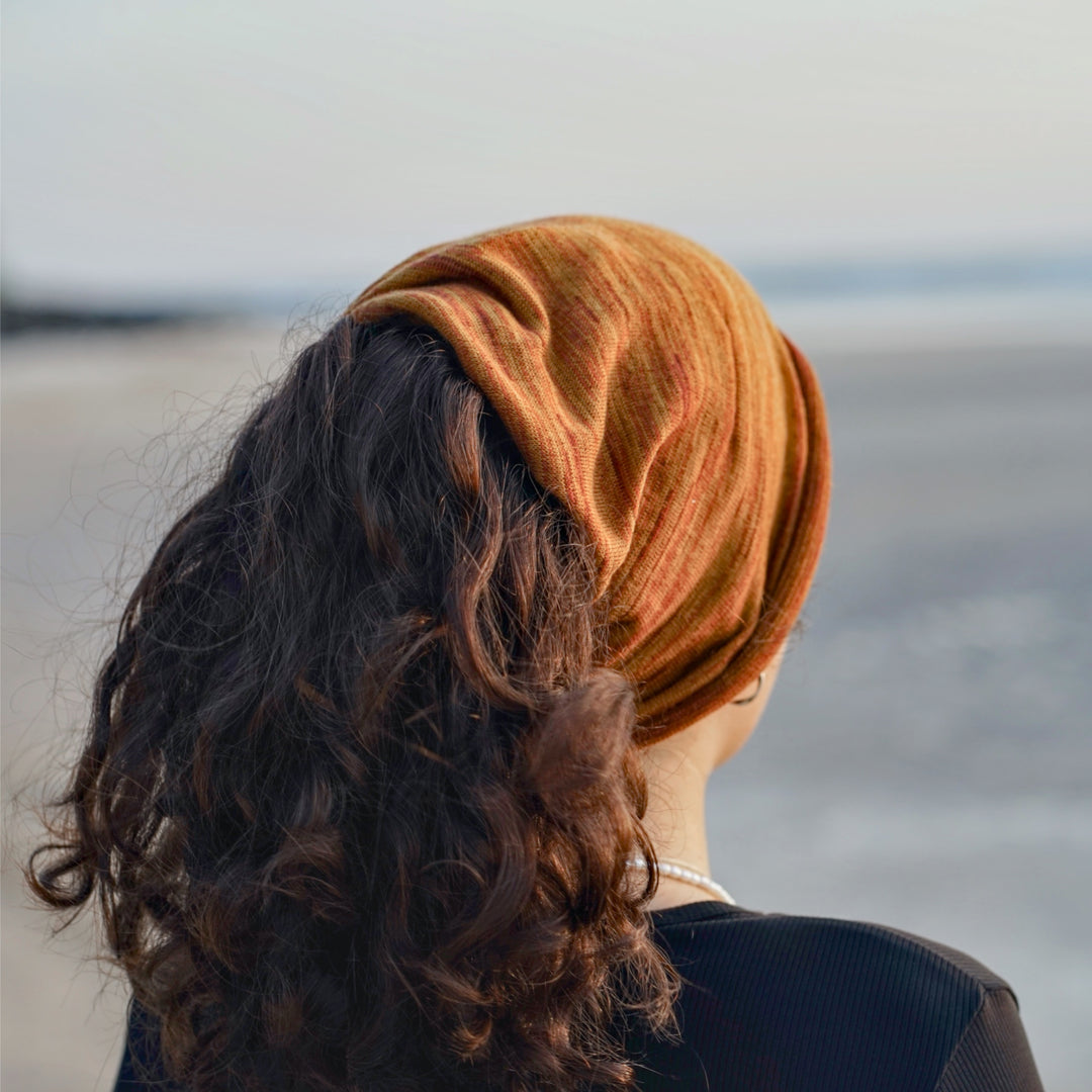 Mustard Tan Merino Beanie Wrap