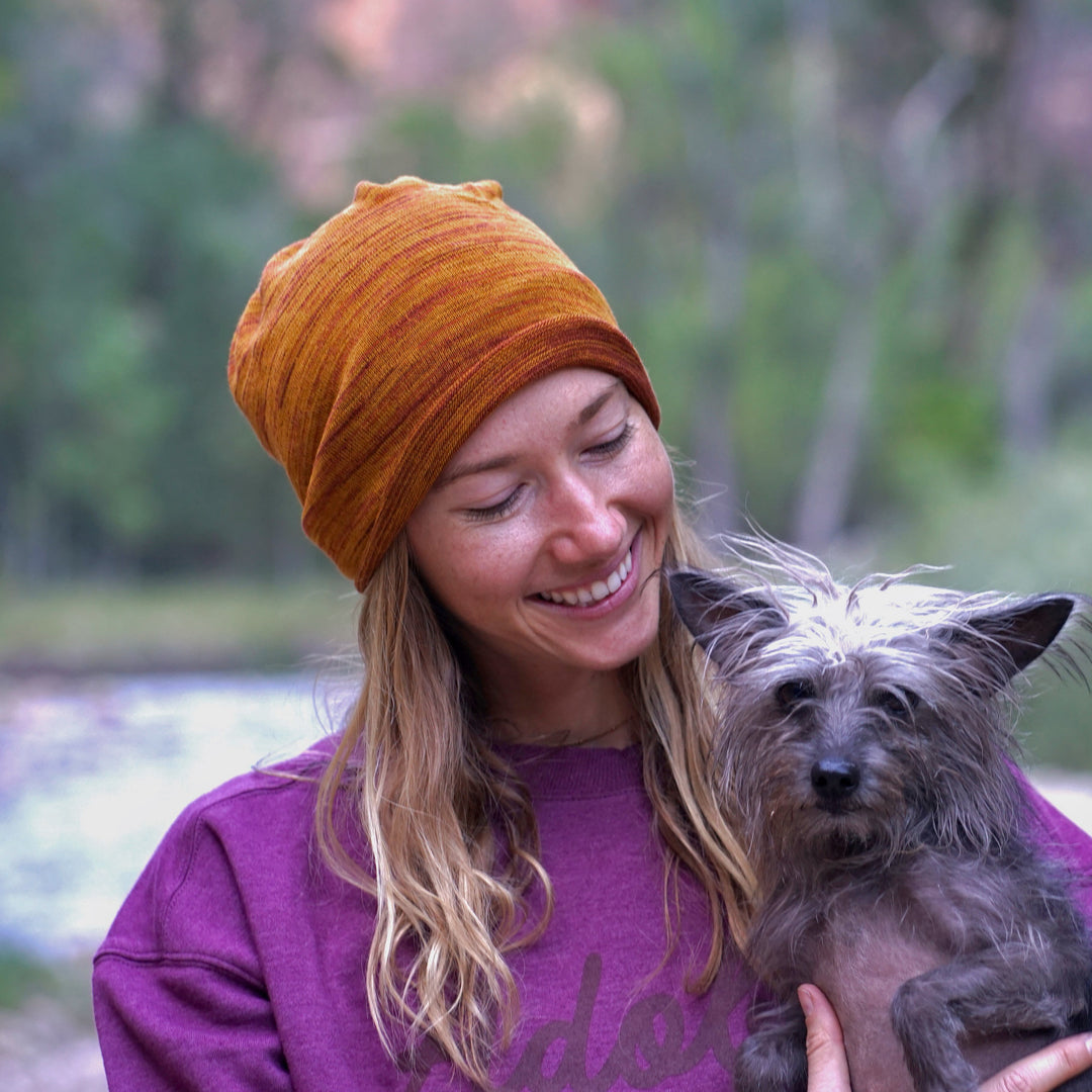 Mustard Tan Merino Beanie Wrap