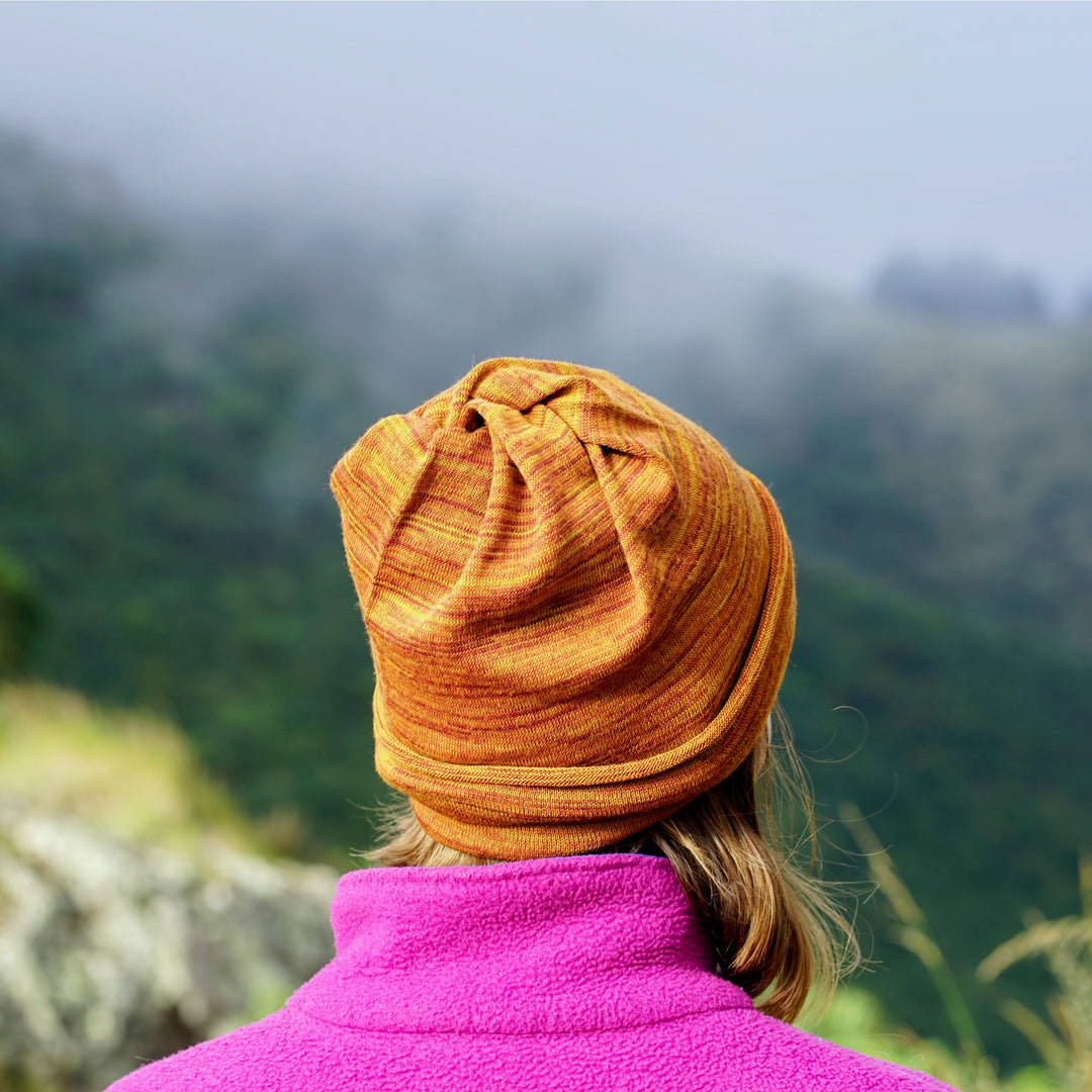 Mustard Tan Merino Beanie Wrap