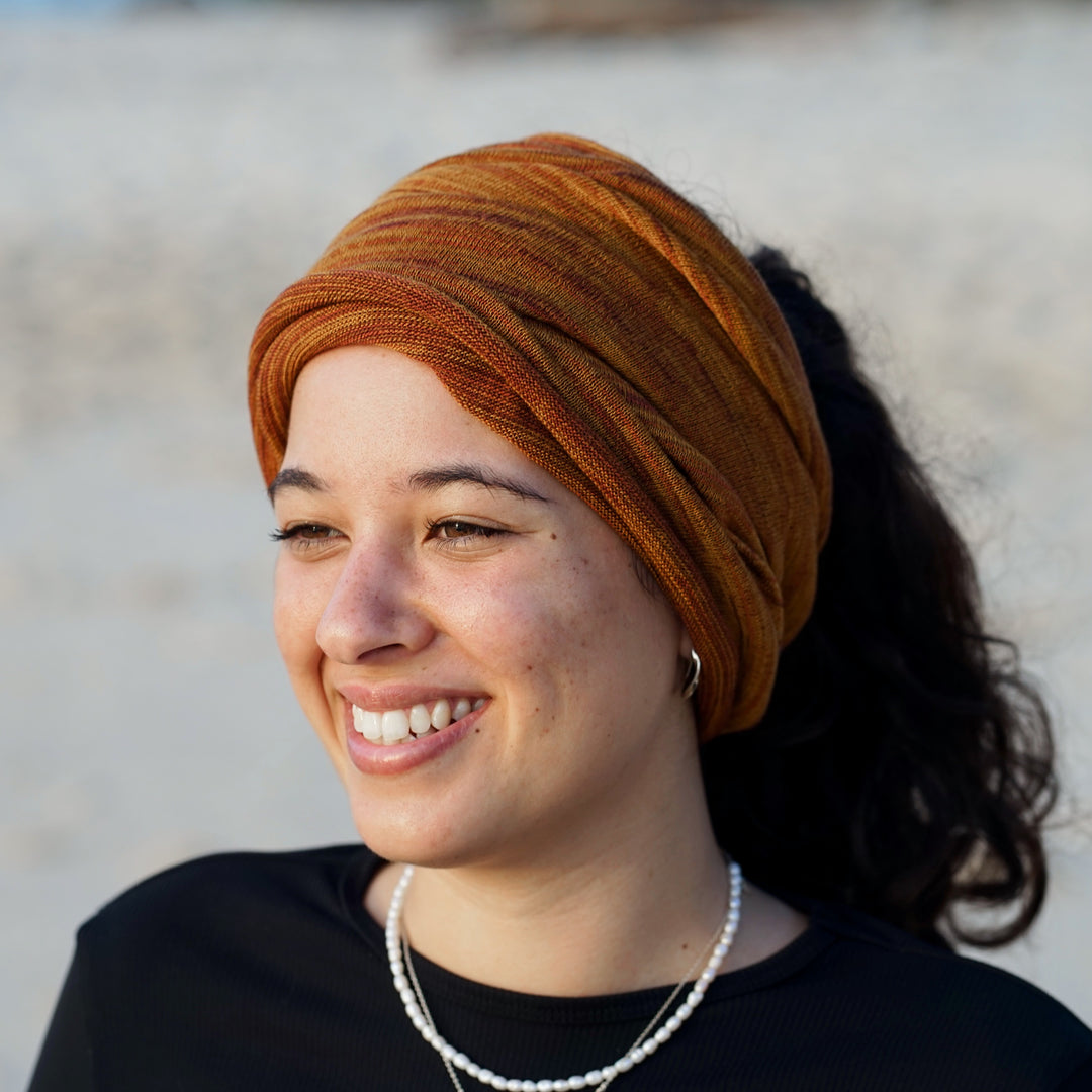 Mustard Tan Merino Beanie Wrap