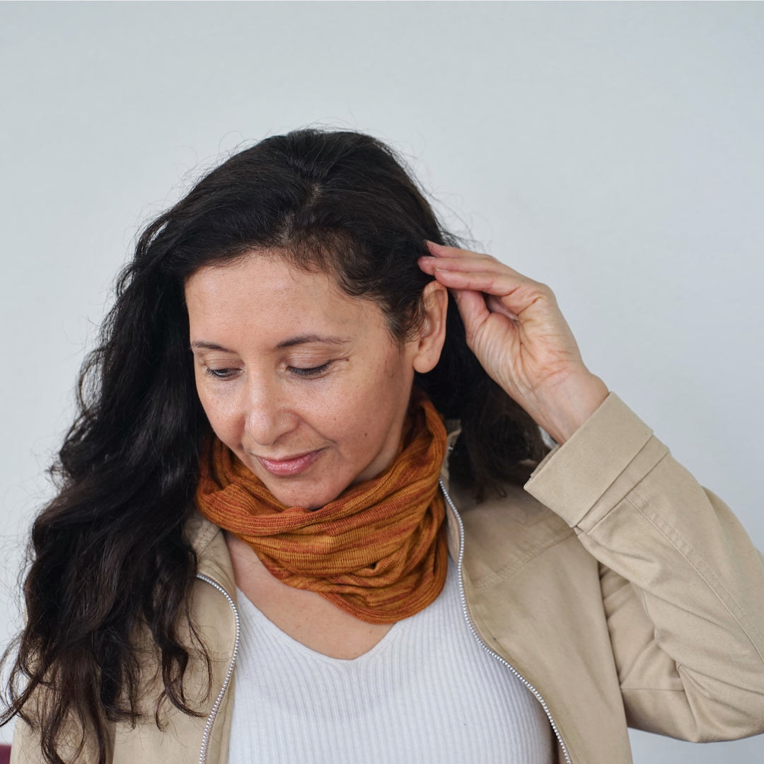 Mustard Tan Merino Beanie Wrap