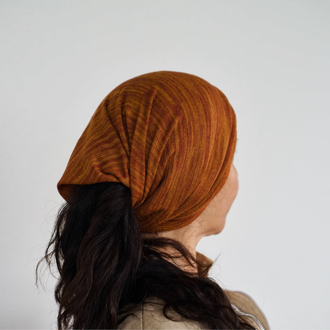 Mustard Tan Merino Beanie Wrap