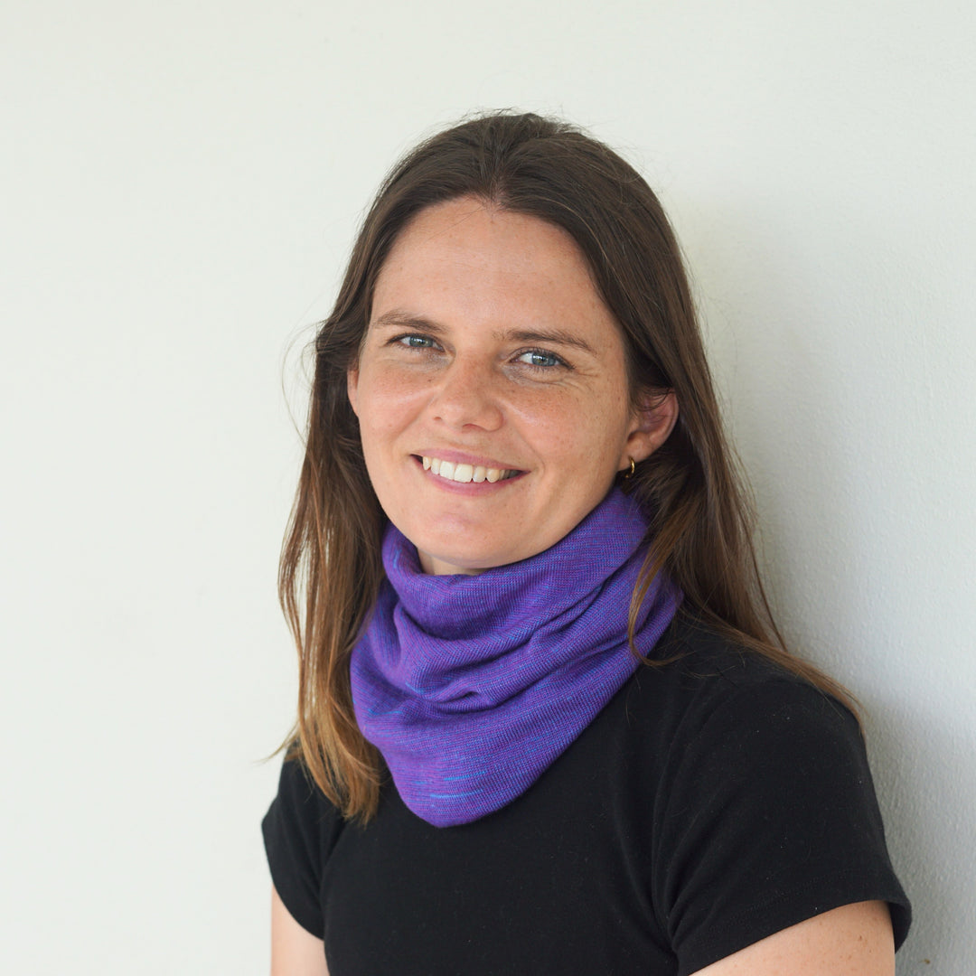 Amethyst & Blue Reversible  Merino Beanie Wrap