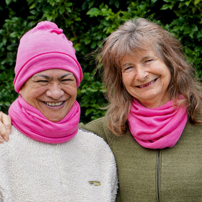 Rose Pink Merino Beanie Wrap