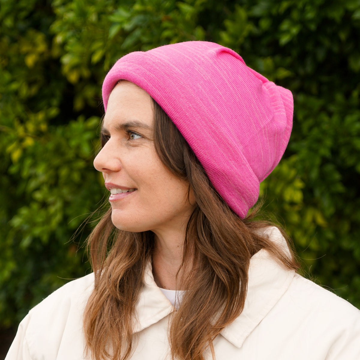 Rose Pink Merino Beanie Wrap