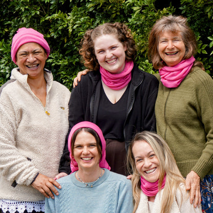 Rose Pink Merino Beanie Wrap