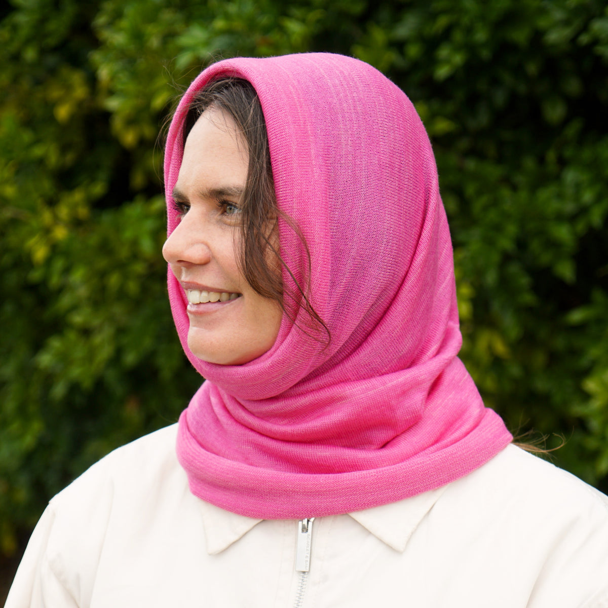 Rose Pink Merino Beanie Wrap