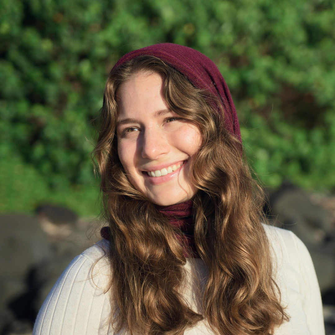 Rustic Plum Merino Beanie Wrap