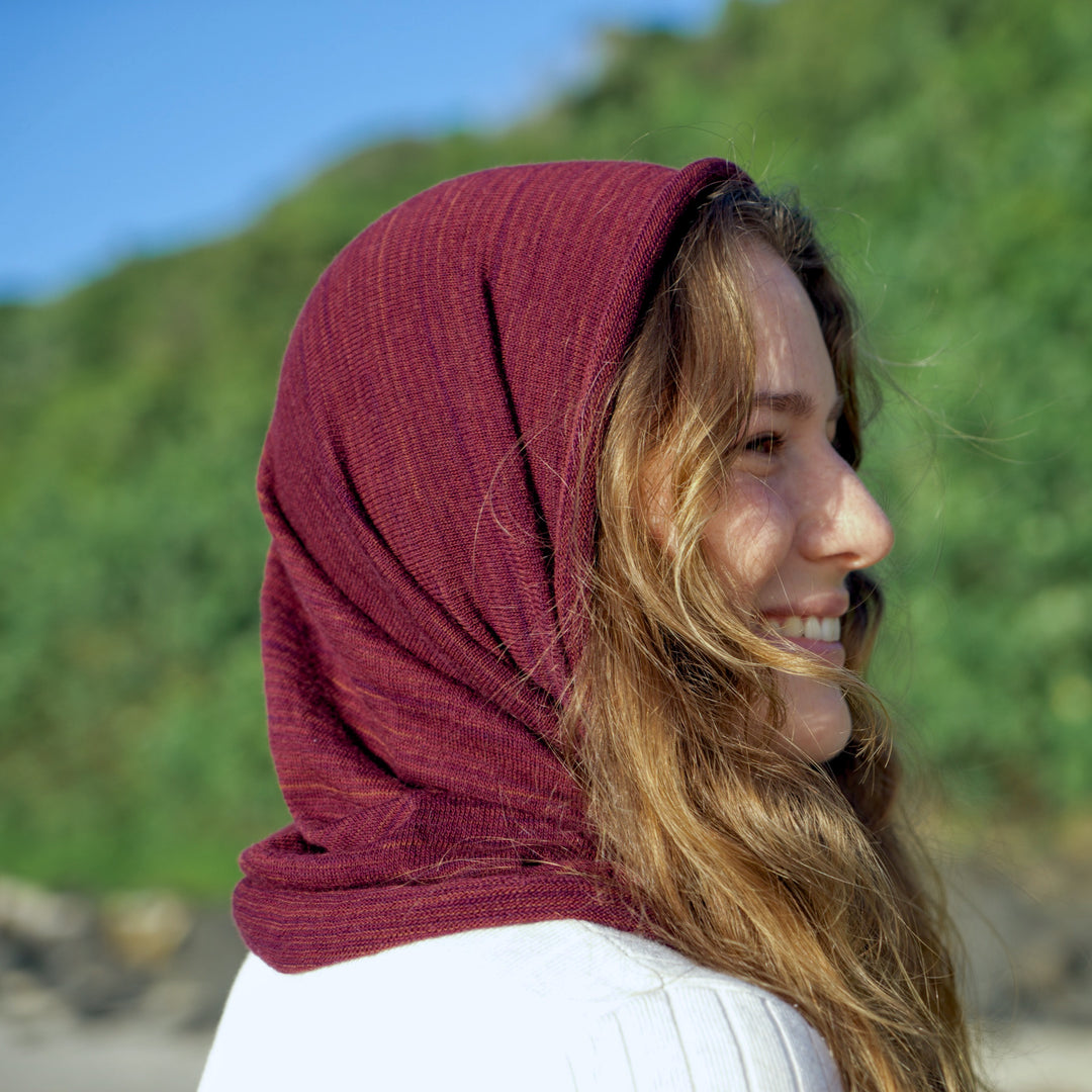 Rustic Plum Merino Beanie Wrap