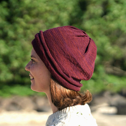 Rustic Plum Merino Beanie Wrap
