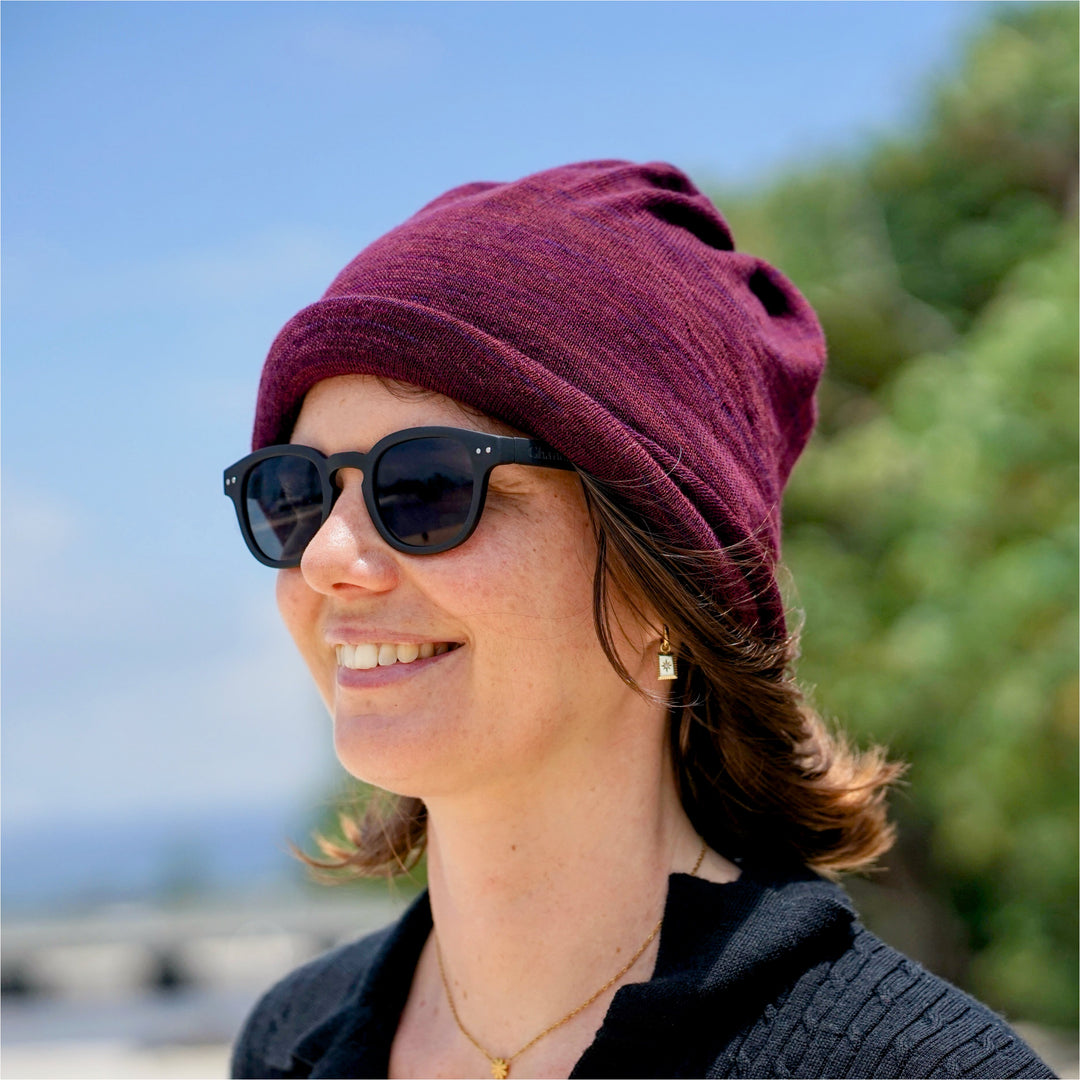 Rustic Plum Merino Beanie Wrap