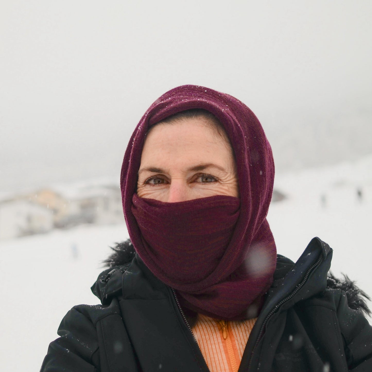Rustic Plum Merino Beanie Wrap