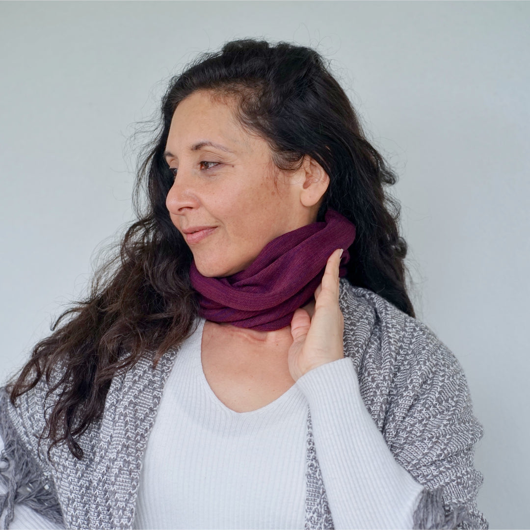 Rustic Plum Merino Beanie Wrap