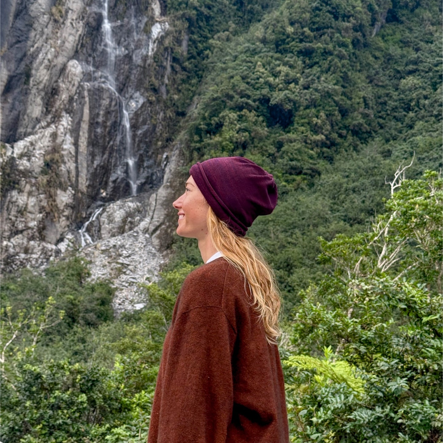 Rustic Plum Merino Beanie Wrap