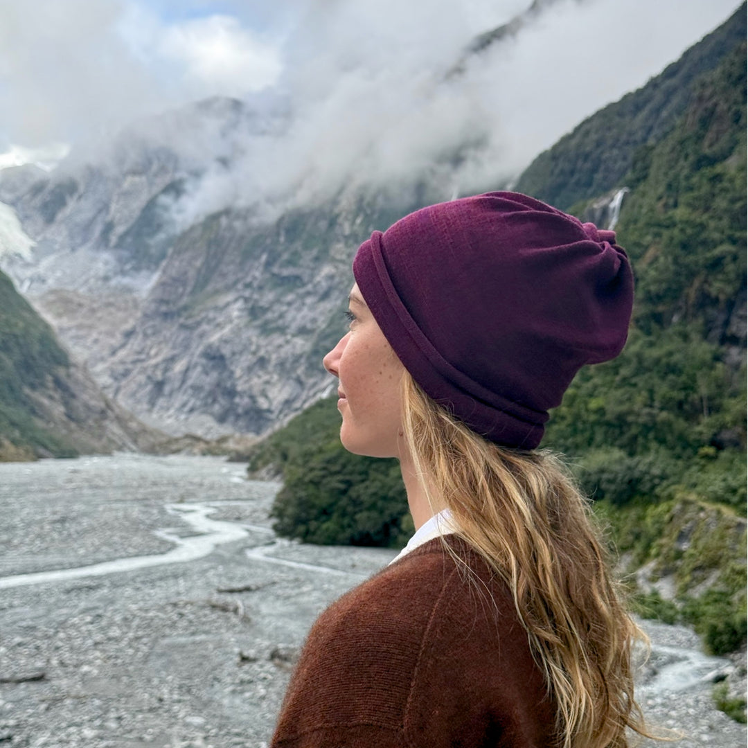 Rustic Plum Merino Beanie Wrap