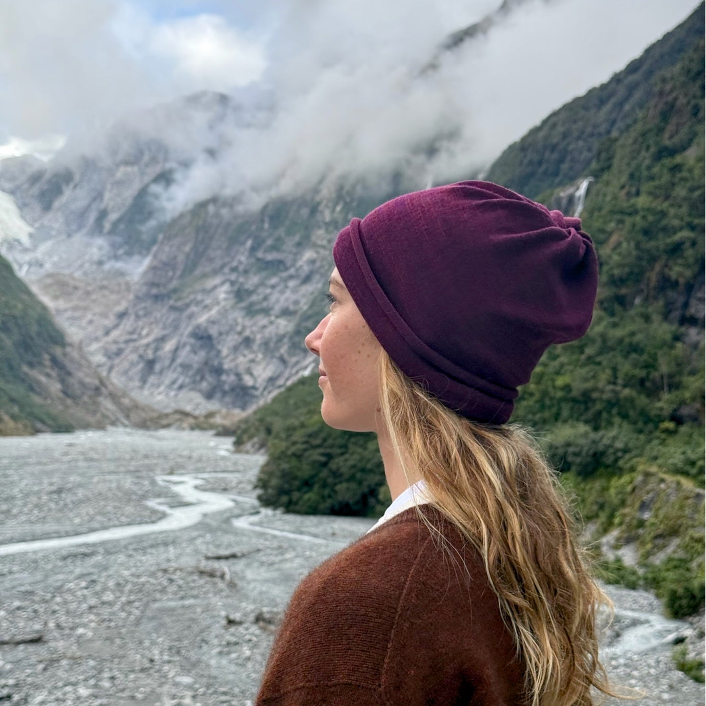 Rustic Plum Merino Beanie Wrap