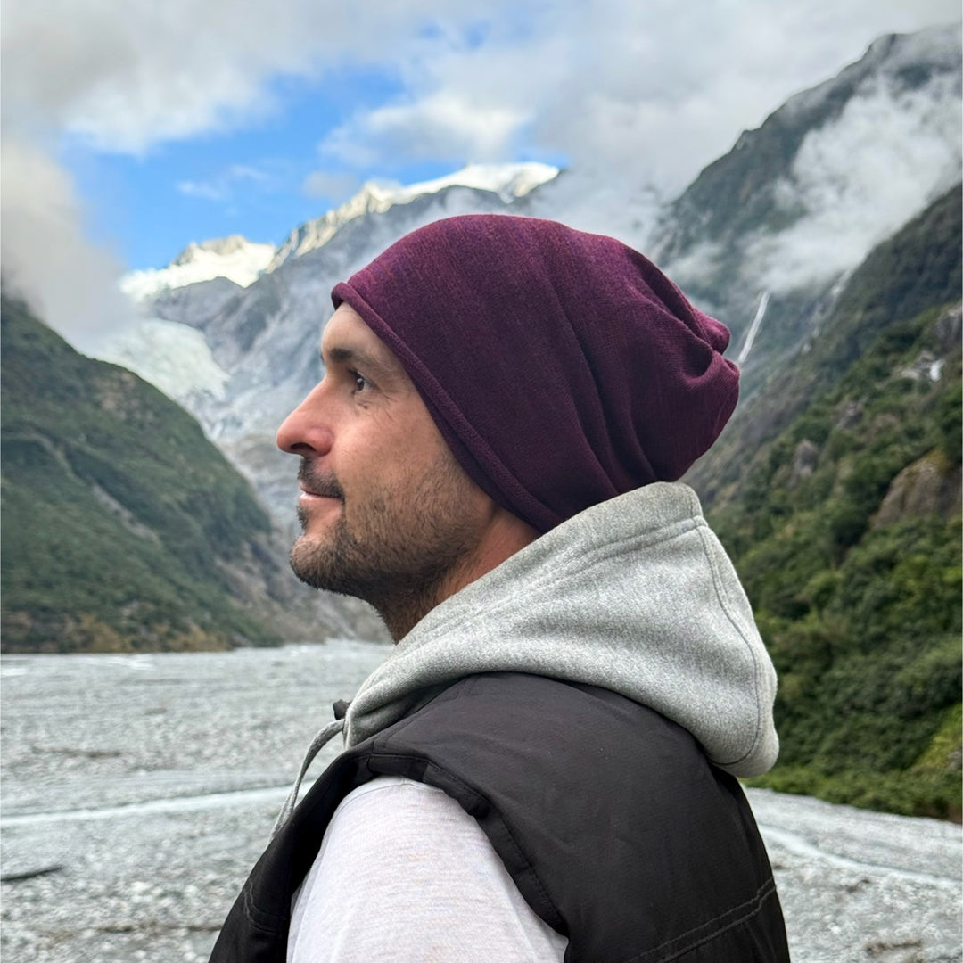 Rustic Plum Merino Beanie Wrap