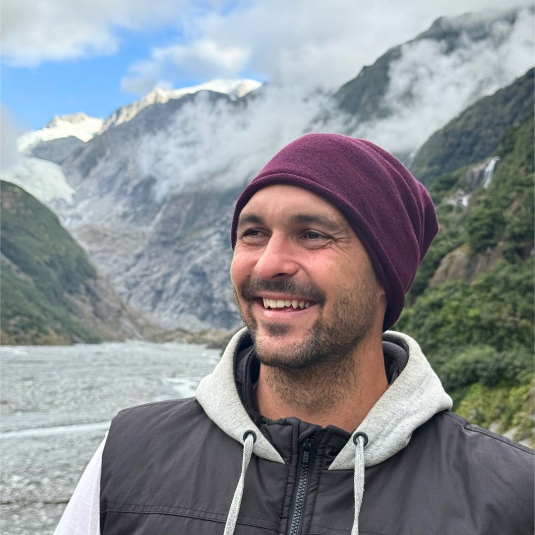 Rustic Plum Merino Beanie Wrap