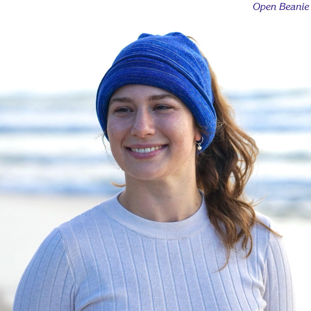 Merino Beanie Wrap - Alpine Blues
