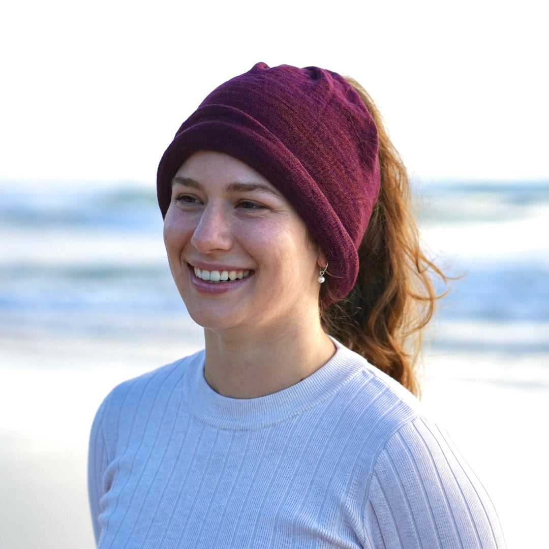 Merino Beanie Wrap - Rustic Plum