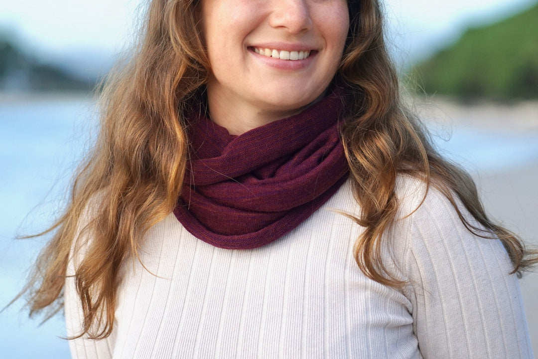 Merino Beanie Wrap - Rustic Plum