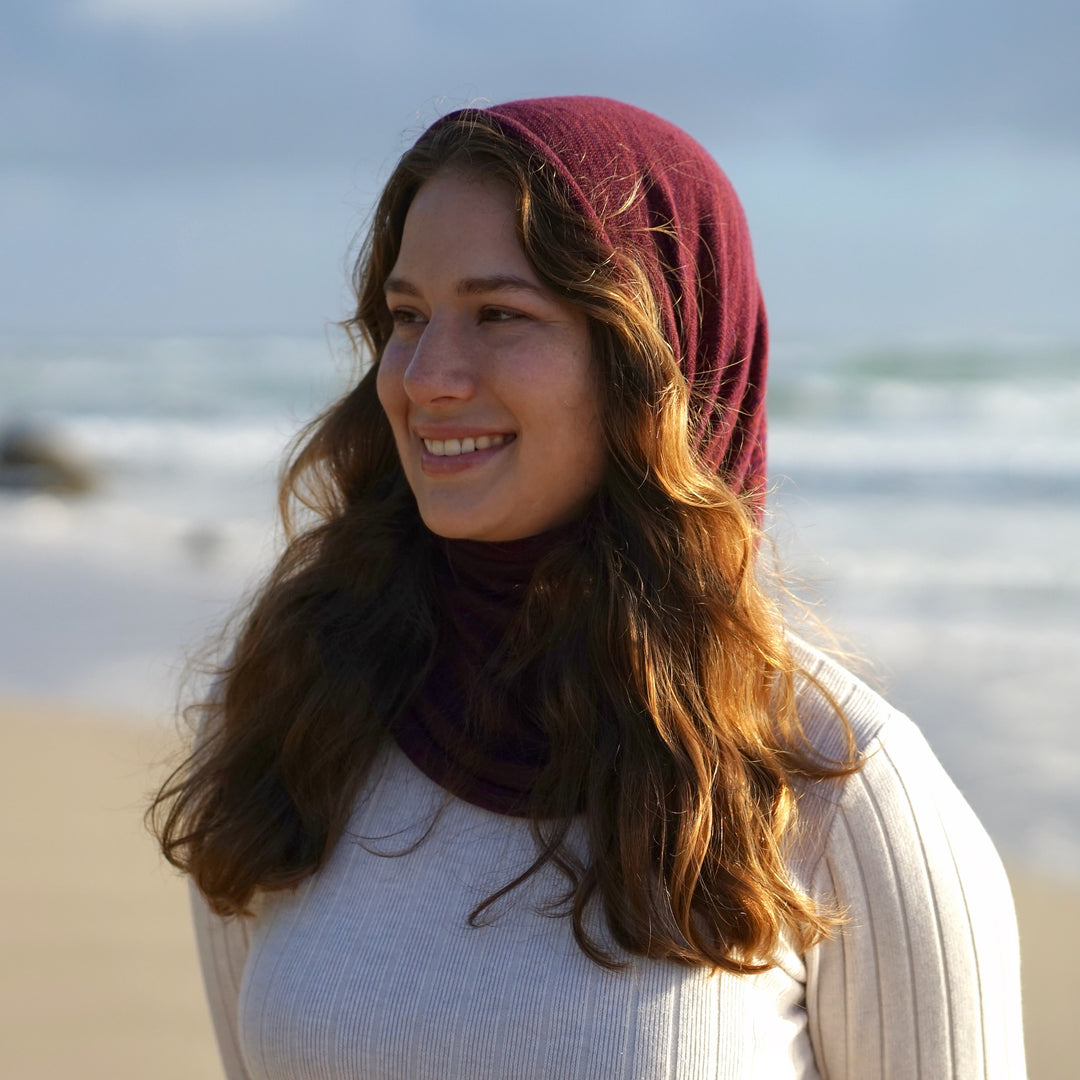 Merino Beanie Wrap - Rustic Plum