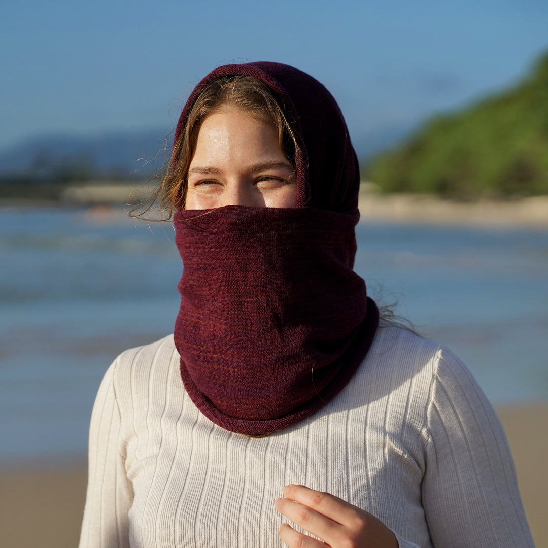 Merino Beanie Wrap - Rustic Plum