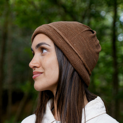 Tan Merino Beanie Wrap
