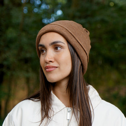 Tan Merino Beanie Wrap