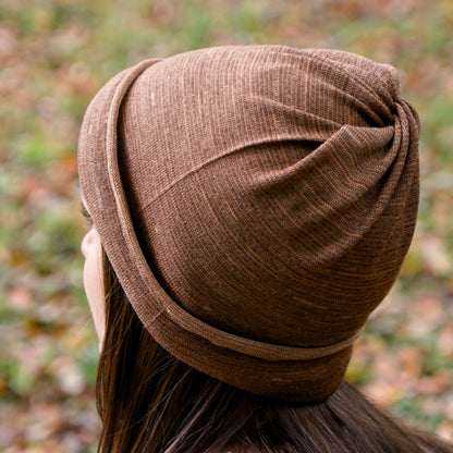 Tan Merino Beanie Wrap