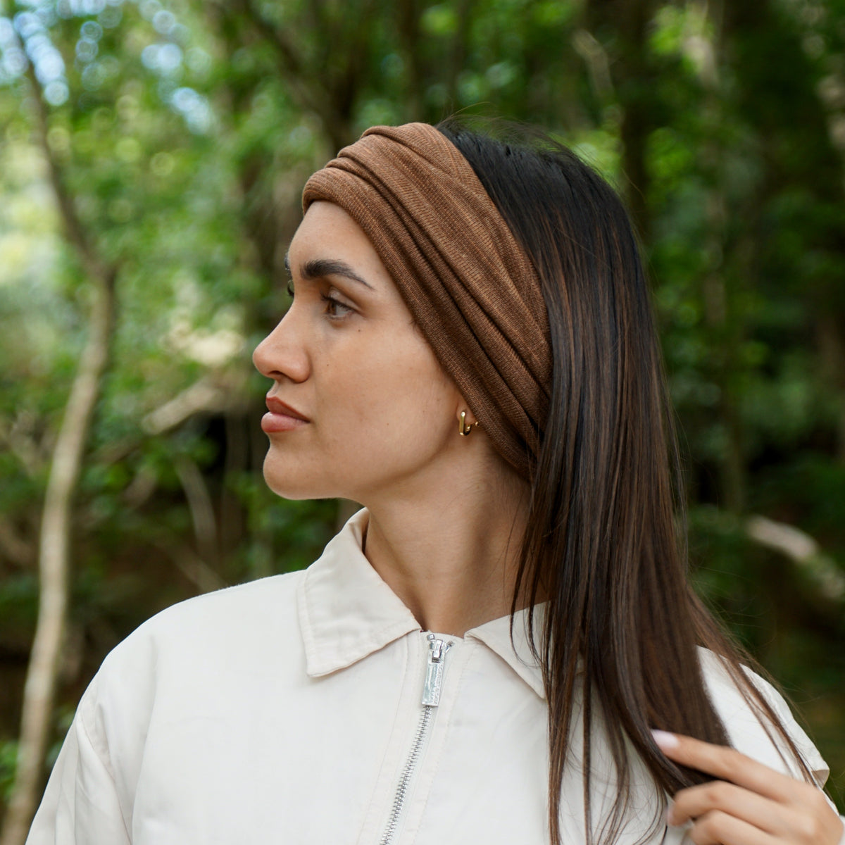 Tan Merino Beanie Wrap