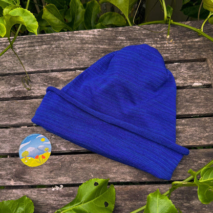 Sapphire Blue Merino Beanie Wrap