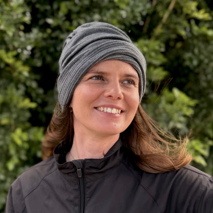 Grey Delight Merino Beanie Wrap