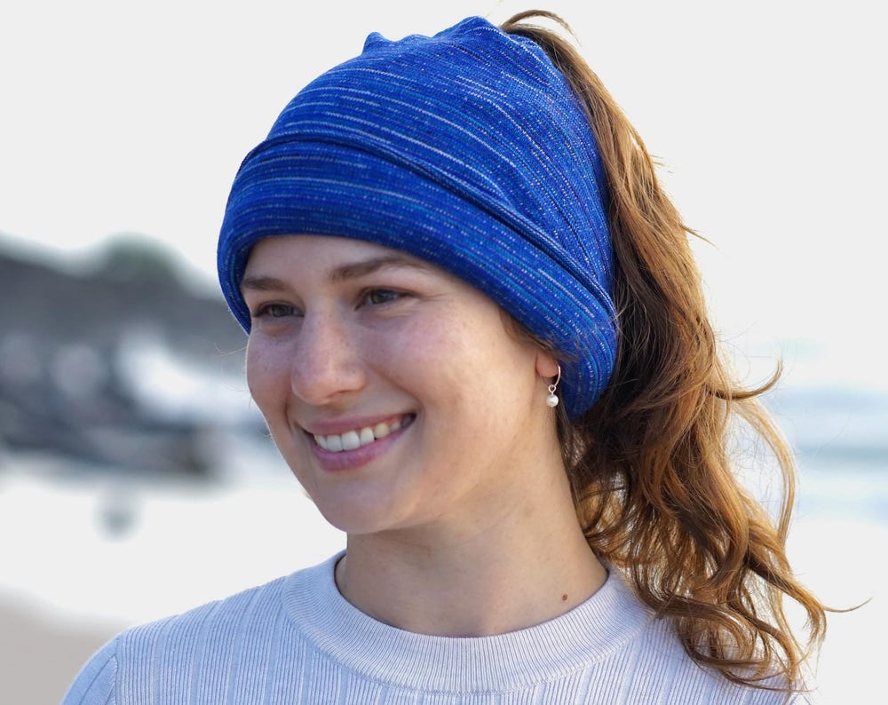 Merino Beanie Wrap - Alpine Blues