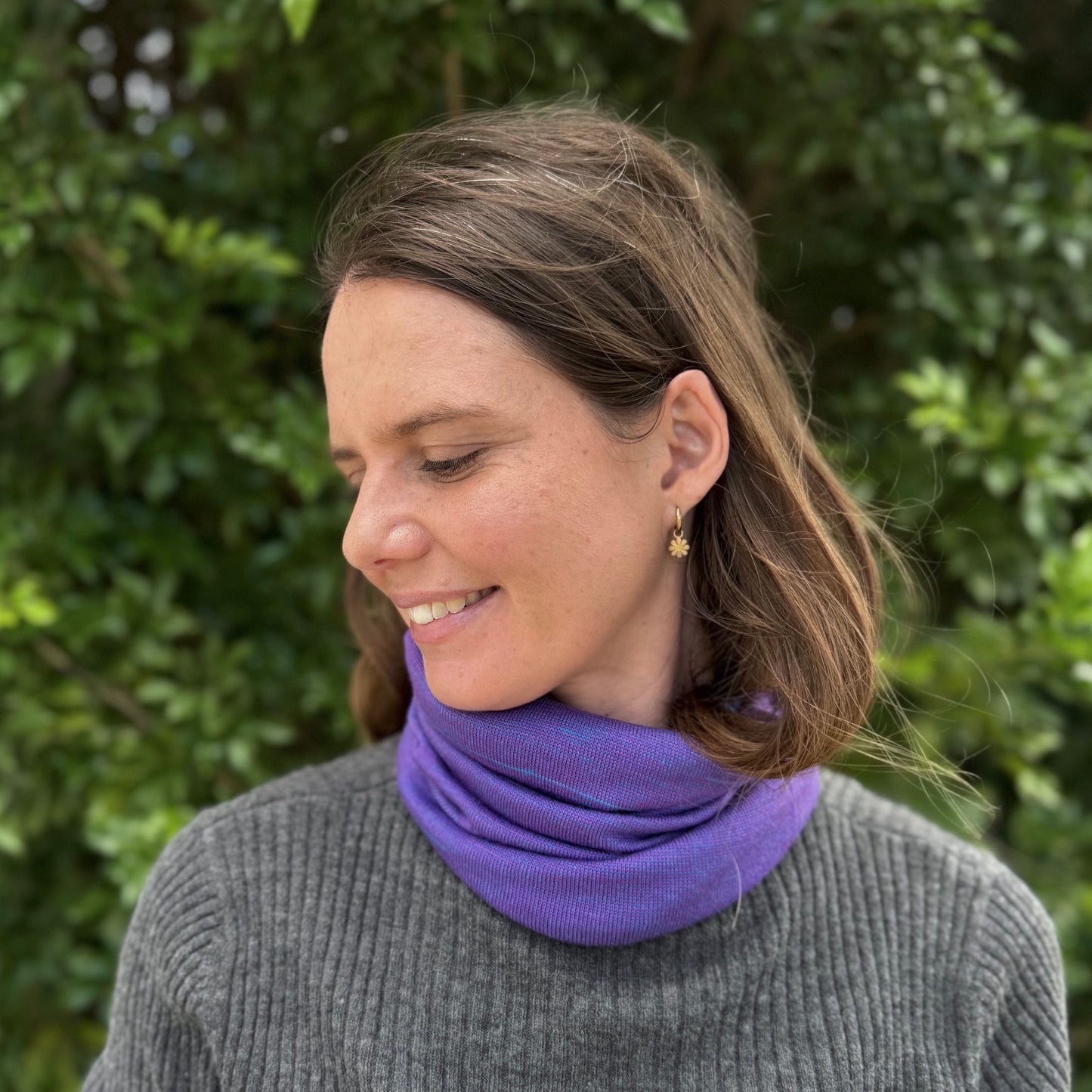Amethyst & Blue Reversible  Merino Beanie Wrap