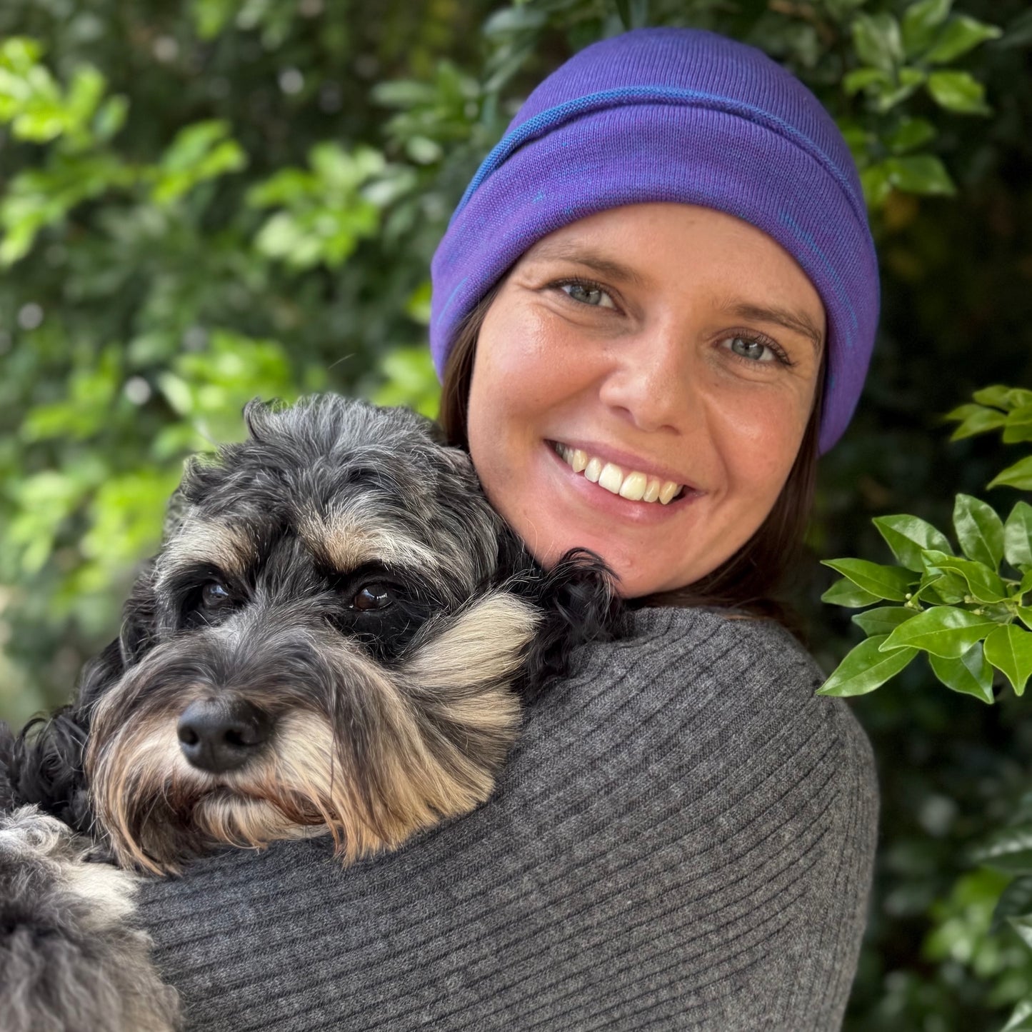 Amethyst & Blue Reversible  Merino Beanie Wrap